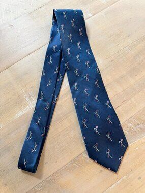 IZOD Necktie Candy Cane Print Christmas Holiday Navy Blue